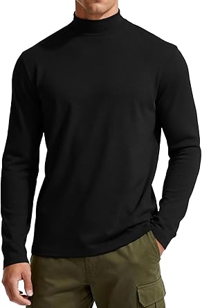 Mens Mock Turtleneck Long Sleeve Shirts Thermal Pullover Tops Casual Basic Knitted Undershirt