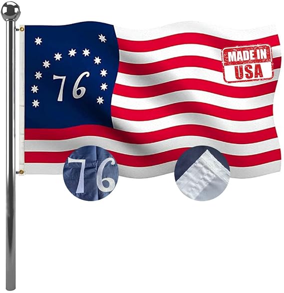 Jayus Embroidery 1776 Bennington Betsy Ross US Flags 3x5 Ft- 76 Spiritual 13 Stars United States American Flag Banner with Heavy Duty Polyester and 2 Brass Grommets
