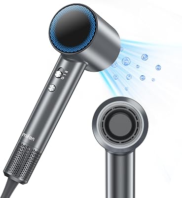 Hair Dryer, mifen High-Speed Hair Blow Dryer for Home Salon, Fast Drying Travel Hair Dryer with Low Noise Thermo-Control Magnetic Concentrator, Grey