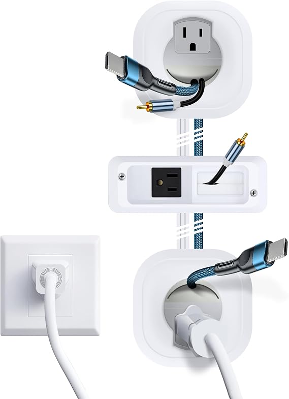 in Wall Cable Management Kit for Mounted TV & Soundbar - Cord Hider For Wall Mount TV - Powers Media Devices & Hides All Cables - Include Circle Saw & Drywall Saw, TV Cable Hider Wall Kit Easy Install