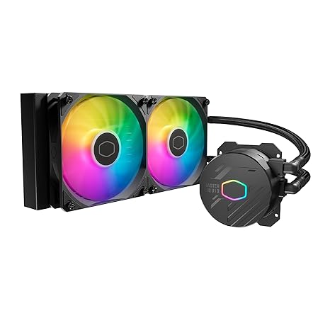 Cooler Master 240L Core AIO CPU Liquid Cooler 240mm Radiator, 2X ARGB PWM Fans, Patented Gen S Dual-Chamber Pump, Quiet Cooling & Easy Installation, AMD AM5/AM4 & Intel LGA 1851/1700, Black