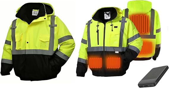 SKSAFETY High Visibility Jacket, High Visibility Heated Jacket, Bundle, 5XL
