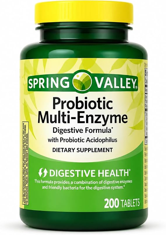 Spring Valley Probiotic Multi-Enzyme Digestive Formula Tablets, 200 Count