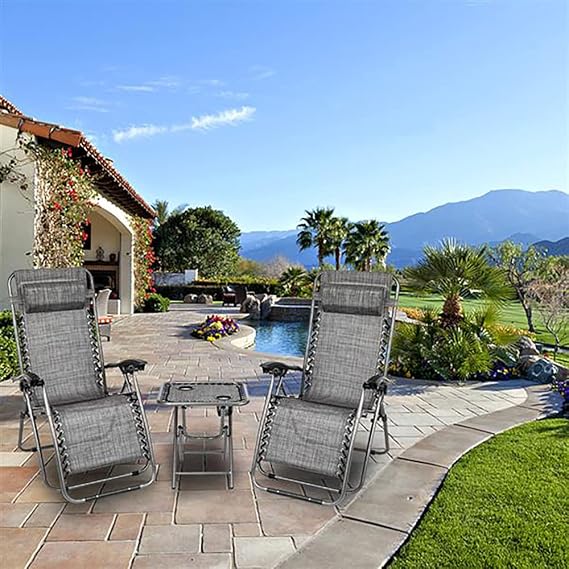 Beach Chairs for Adults, High Strength Beach Chairs Folding Lightweight, Portable Outdoor Folding Chair with Large Cup Holders and Strap, for Beach Poolside Backyard(Blue) (2PCS 22 Tubes Gray)