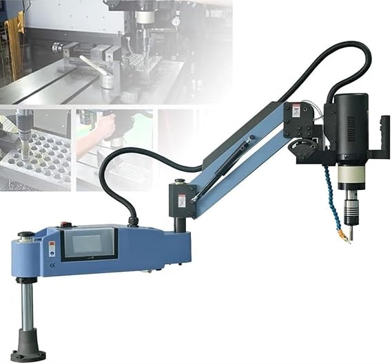 Electric Tapper Machine,Pneumatic Tapping Machine with Auto Oiling Blowing, 0-550 RPM/min Multi-Directions Pneumatic Air Tapper Universal Flexible Arm Drilling Threading Machine