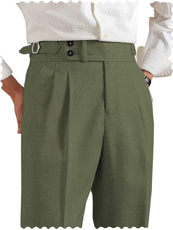Men's Casual Linen Pants Slim Fit Lightweight Summer Beach Trousers Slacks