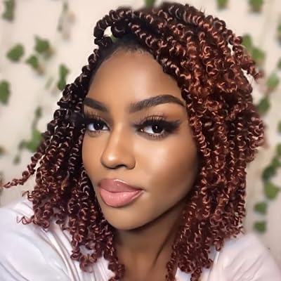 8 Packs Pre Twisted Passion Twist Crochet Hair 10 Inch Pre Looped Crochet Hair for Black Women, Short Passion Twist Braiding Hair Synthetic Curly Crochet Hair Extensions 10 Inch, 1B350#