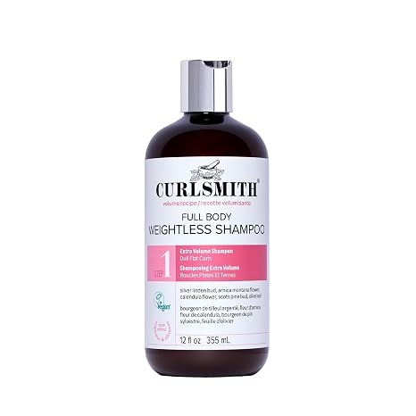 CURLSMITH Full Body Weightless Shampoo - A Volumizing Shampoo for Curls, Removes Build-up and Cleanses, For All Curl Types, Vegan & Cruelty Free (12 oz)