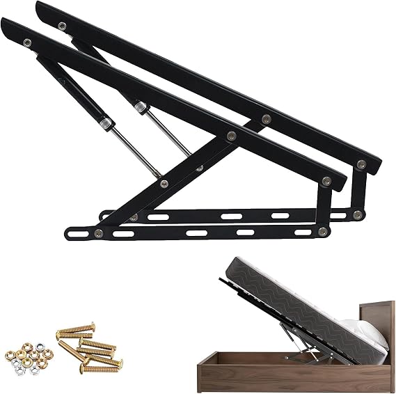 2 Pack Gas Springs for Heavy Bed Boxes, Pneumatic Bed Lift Mechanism, Family Assistant, Heavy Duty Gas Spring Storage Kit for Box Bed, Sofa, Noise Free, Easy Assembly, 61-150cm(1500mm)