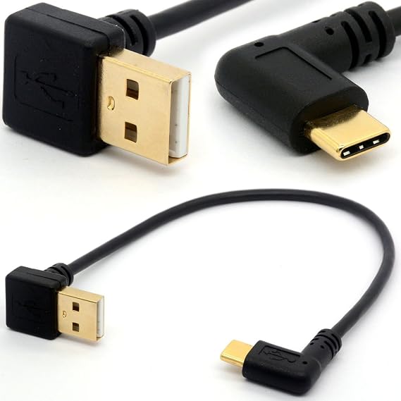 Gold Plated Angled USB C to USB 2.0 Extension Cable (USB 2.0 Down)