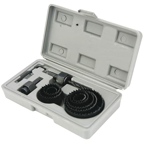 Hole Saw Sets, Includes 8PCS 19-64 mm Hole Saws Kit,2 Mandrels,1 Hex Key|Precision-cut Teeth，Perfect for Drilling Soft Wood PVC Board Plastic Plate ﻿