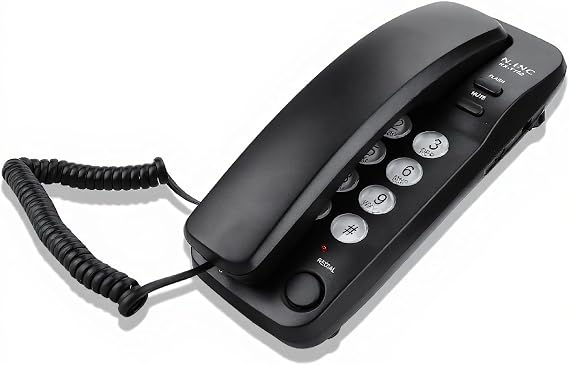 Corded Phone, Wall Mount Landline Telephone Extension, Hotel Landline Phone for Home/Bathroom/Office(Black)