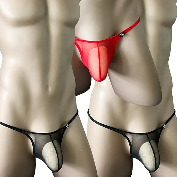 Men's Low-Rise Sheer Mesh bulge pouch Bikini Briefs Ultra-Thin Breathable Sexy Daily Thongs