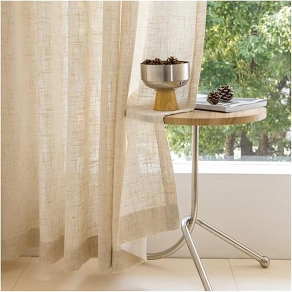 Linen Curtains Extra High 350cm/400cm Height Faux Linen Sheer Curtains For Bedroom Light Flitering Tulle Curtain To Keep Privacy Home Decor(HOOK_W270CMXH350CM 1PIECE)