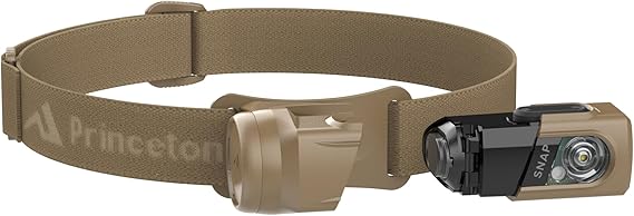 Princeton Tec SNAP 450 RW Solo Magnetic Detachable Headlamp with 450-Lumen Dimmable White and Red LEDs, Long Runtime, IPX4 WaterResistant, Lightweight, Made in USA, Tan