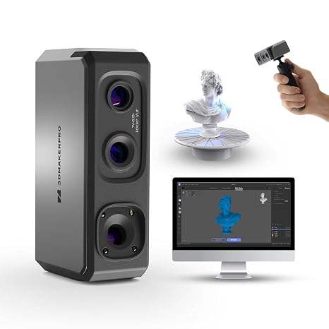 3DMakerpro Seal Lite Set 3D Scanner for 3D Printing - 0.02mm, Blue Light | Includes tripod & turntable set, ideal for 10-300mm objects, STL/OBJ export, Windows & macOS