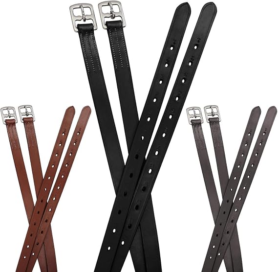 Soft Leather Stirrup Leathers with Stainless Steel Hardware, These 1" Wide Leathers Come with a .-Pair