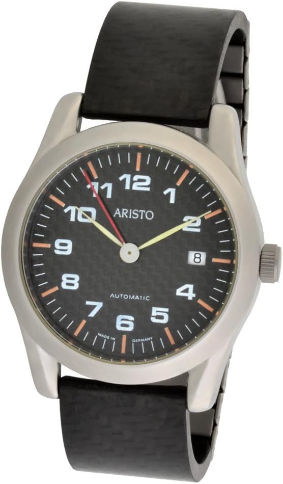 Aristo Unisex automatic watch 3H45Car carbon / stainless steel 5 ATM waterproof, Strap.