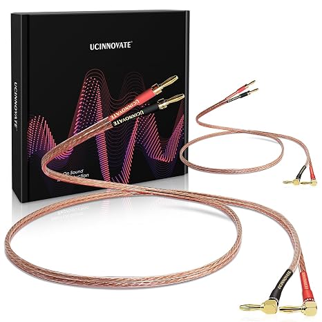 HiFi Speaker Cable with Banana Plugs, 2x 3m 13AWG Professional Speaker Leads with Right Angle Gold Plated Plugs, Flexible Audiophile Speaker Wire for HiFi System Amp Audio Amplifiers