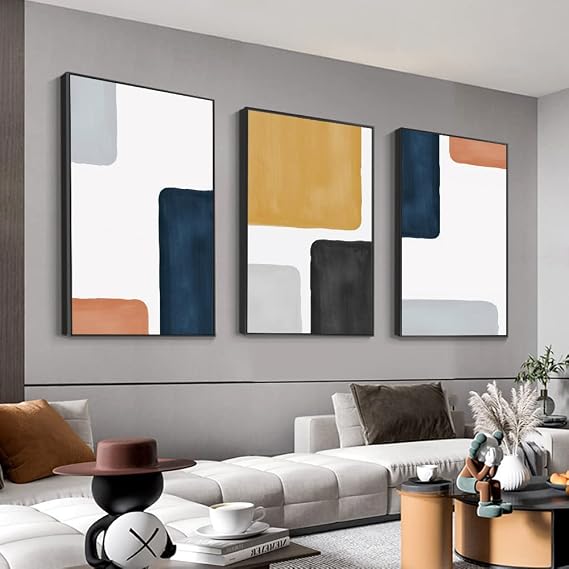 Wall Art, Framed Wall Art, Modern Abstract Canvas Wall Art 3 Piece Set Of Painted Prints, Canvas Artwork Sizes 16 "X 24" (black, 16" X 24" X 3 pieces)