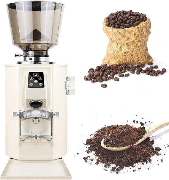 Professional Coffee Grinder - 35 Ounce Bean Hopper - 9 Infinite Grinding Settings, 2800 RPM Electric Coffee Grinder with Touching Screen, Espresso Maker Latte Machine,Beige