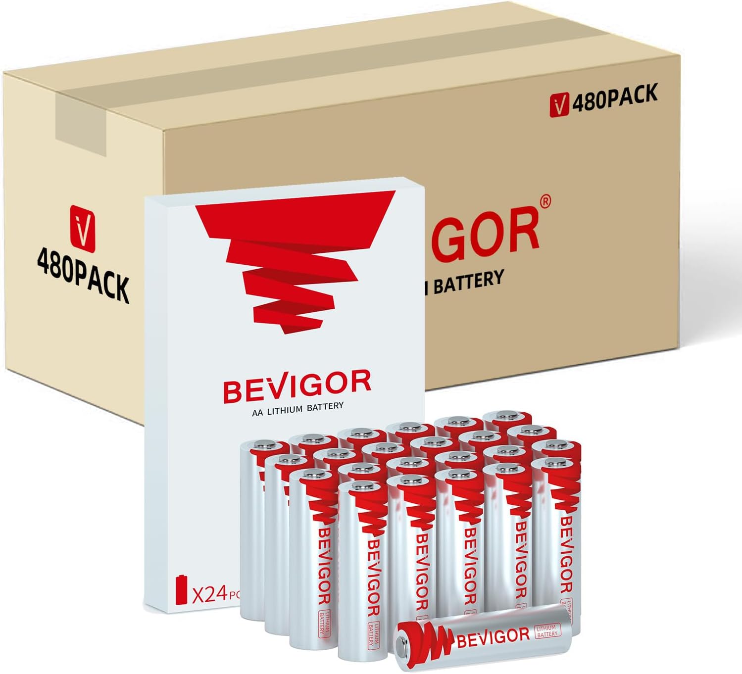 BEVIGOR Lithium AA Batteries, 480 Pack Lithium Iron Double A Battery Non-Rechargeable