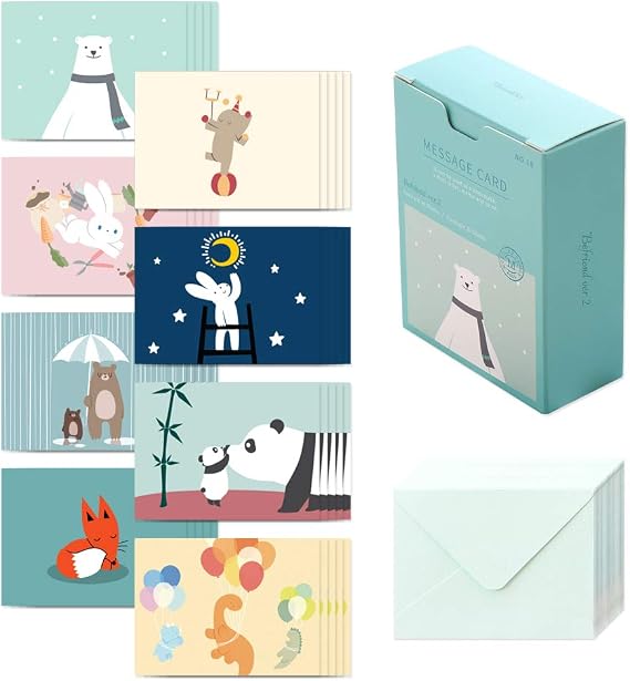 Monolike Message Befriend ver.2 Card - Mix 40 Mini Single cards, 20 envelopes Package