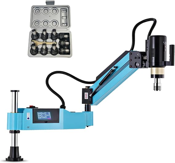 Electric Tapping Machine M3-M16 Digital Tapper with 9pcs ANSI Collets | 360 Rotating, 4.3-inch Touchscreen, Three Tapping Modes, 110V