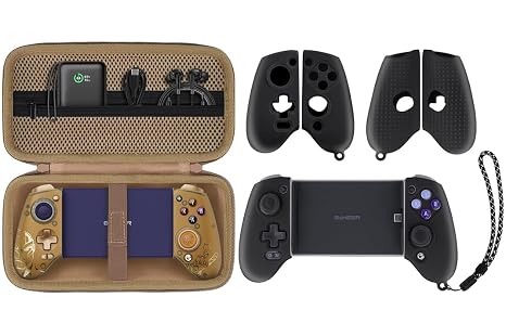 Aenllosi Hard Carrying Case Compatible with GameSir G8/ G8 Plus Mobile Game Controller+Silicone Grip Cover for GameSir G8 Galileo/G8 Plus Phone Controller