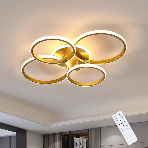 Riserva LED Ceiling Light Dimmable 39W, Round Gold, 3000K-6500K | Ceiling Lamp Modern Metal for Bedroom, Living Room, Dining Room, Kitchen, Corridor [Energy Class E]