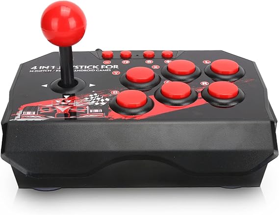 アーケードゲームジョイスティック、黒と赤のデザインのusb有線ファイトスティック、信頼性の高いpcストリートファイトコントローラー、アーケードゲームアクセサリー、ps3 /スイッチ/pcに適しています