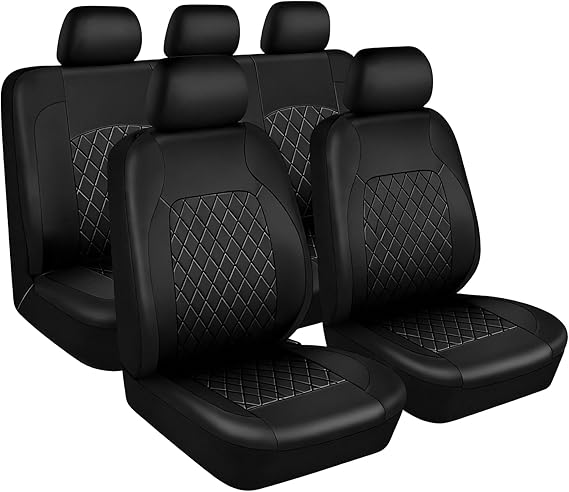 Leather Car Seat Covers Full Set,Universal Front Rear Seats Protectors Set