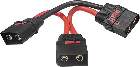 QS8 Charge Lead 1 Female to 2 Male with 3.5inches / 9cm 8 Gauge Silicone Wire for RC Battery Charging and Jumper (QS8 1 Female to QS8 2 Male)