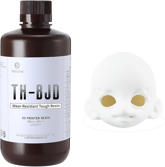 RESIONE TH-BJD Tough ABS-Like 3D Printer Resin, Wear Resistant, 1KG | Ultra White, For BJD & Articulated Figures, Non-Yellowing, Drop-Resistant, UV Resin for LCD DLP MSLA Printers