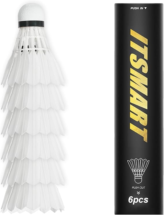 6Pcs Shuttlecocks Badminton, Professional Duck Feather Badminton, Shuttlecocks with Stability and Balance for Professional Training Or Family Outdoor Sports