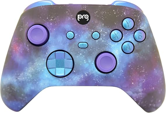Hand Airbrushed Fade Custom Controller (Blue Galaxy w/Chameleon Inserts)