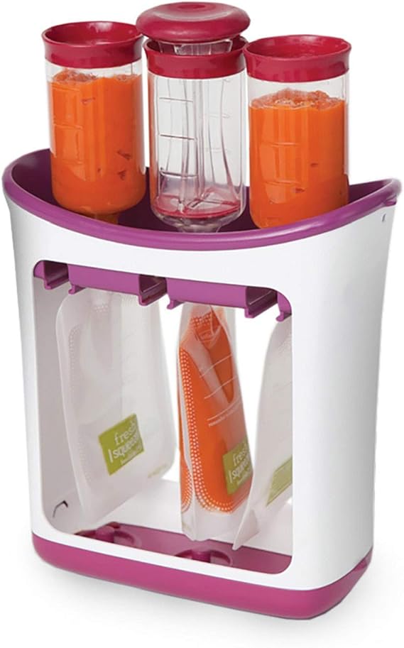 Infantino Squeeze Station, Fills 3 Pouches at Once, Purple | Baby food maker & pouch filler, Easy to use, Dishwasher safe, Homemade baby food essential