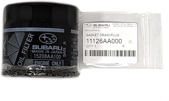 Subaru Engine Oil Filter & Crush Gasket KIT 15208AA100 & 11126AA000 Genuine Legacy Outback Impreza Wrx STi Forester Baja (1 Pack)