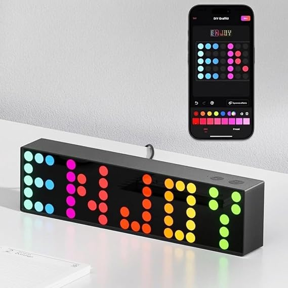 YEELIGHT Cube Smart Lamp, 16 Million Colors Option LED Cube Lamp, Dynamic Lighting, Music Flow, Clock, Text & Emoji Modes, WiFi Connected, APP Control Desk Lighting for Kids Room, Relaxation