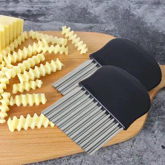 2 Pcs Large Crinkle Cutter - Potato Slicer Wave Chopper - Stainless Steel Wave Cutter for French Fry, Vegetable and Fruit(2 Pack)