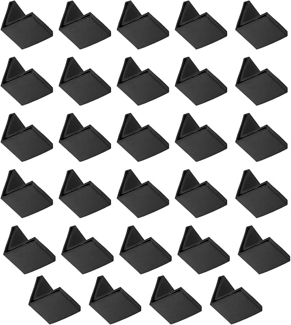 METALLIXITY Furniture Angle Iron Foot Pads(40mm/1.57") 29Pcs, Rubber L Shape Foot Covers - for Furniture Feet Shelves Leg Protectors, Black