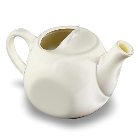 Tuxton China BET-1001 Teapot, 10 oz., 3-3/8"H, Without Lid, Microwave and Dishwasher Safe, Oven Proof, Fully Vitrified, Ceramic, TuxCare, Healthcare, American White/Eggshell, Pack of 6