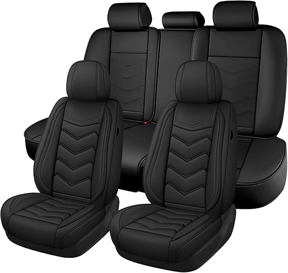 Car Seat Cover for Toyota Yaris iA 2017-2018, Seat Covers Full Set,Non-Slip Waterproof seat Cover,Wear-Resistant Nappa Leather car seat Covers. (Standard 5 Seats/Pure Black)