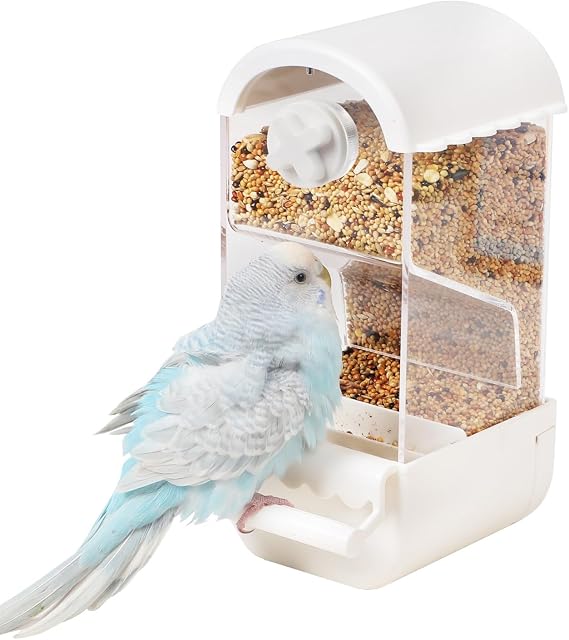 No Mess Parrot Automatic Feeder Anti-Scattering Bird Feeder for Cage | Bird Food Bowl Container Parakeet Cage Accessories Finch Lovebirds Budgies Canary