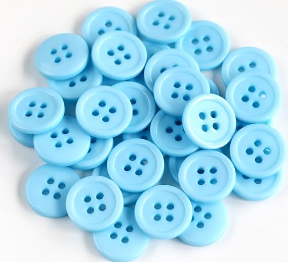 160pcs 5/8 Inch (15mm) Sewing Buttons for Garment 4 Holes Flatback Lake Blue Color Resin Buttons Crafts DIY Project