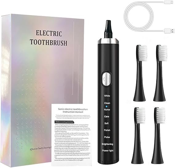 Electric Toothbrush for Adults,Rechargeable Deep Clean Toothbrush with 4 Replacement Heads,8 Modes with 2 Minutes Built in Smart Timer,Battery Toothbrush for Men Women Kids Adults