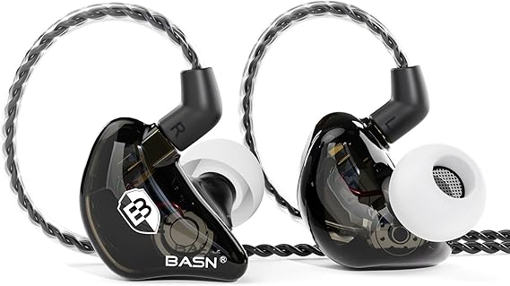BASN Bsinger BC100 in Ear Monitor Headphones Universal Fit Noise Isolating IEM Earphones for Musicians Singers Studio Audiophiles (Black)