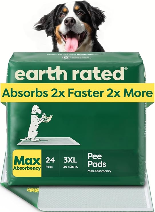 Earth Rated 24 Puppy Pads, Max Absorbency Pee Pads for Dogs, 3XL