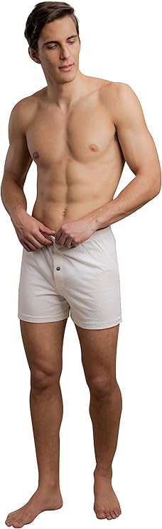 Cottonique Men's Elasticized Loose Boxer Shorts Made from 100% Organic Cotton (2/Pack | Natural)
