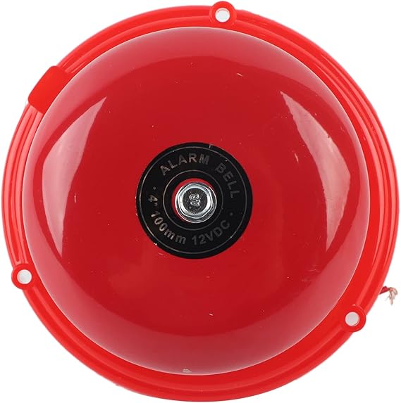 Fire Alarm Bell,Fire Alarm 4 Inches Fire Control Internal Strike Type, Metal 100Db Electric Bell, Electric Bell Smoke Detectors Fire Alarm ,Electric Bell For Office Home (12V)